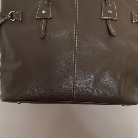 Dooney & Bourke Davis Leather Tote Bag Olive Green Zipper Preowned - Picture 5 of 16